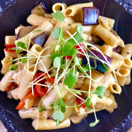 Rosemary Eggplant Chickpea Pasta