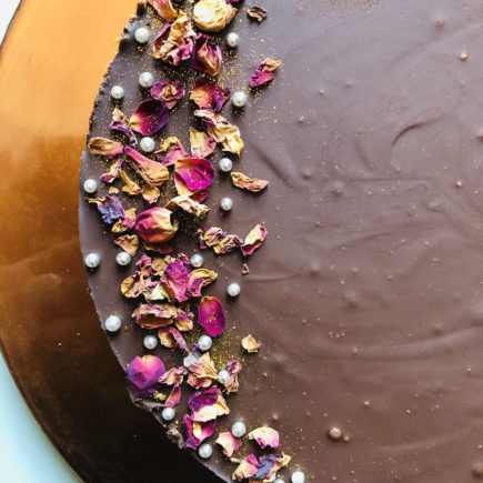 Dark Chocolate-Rose Tart with Cardamom & Sea Salt