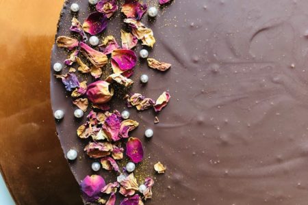 Dark Chocolate-Rose Tart with Cardamom & Sea Salt