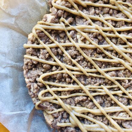 Coffee Cake with Homemade Gooey Caramel Drizzle (Vegan)